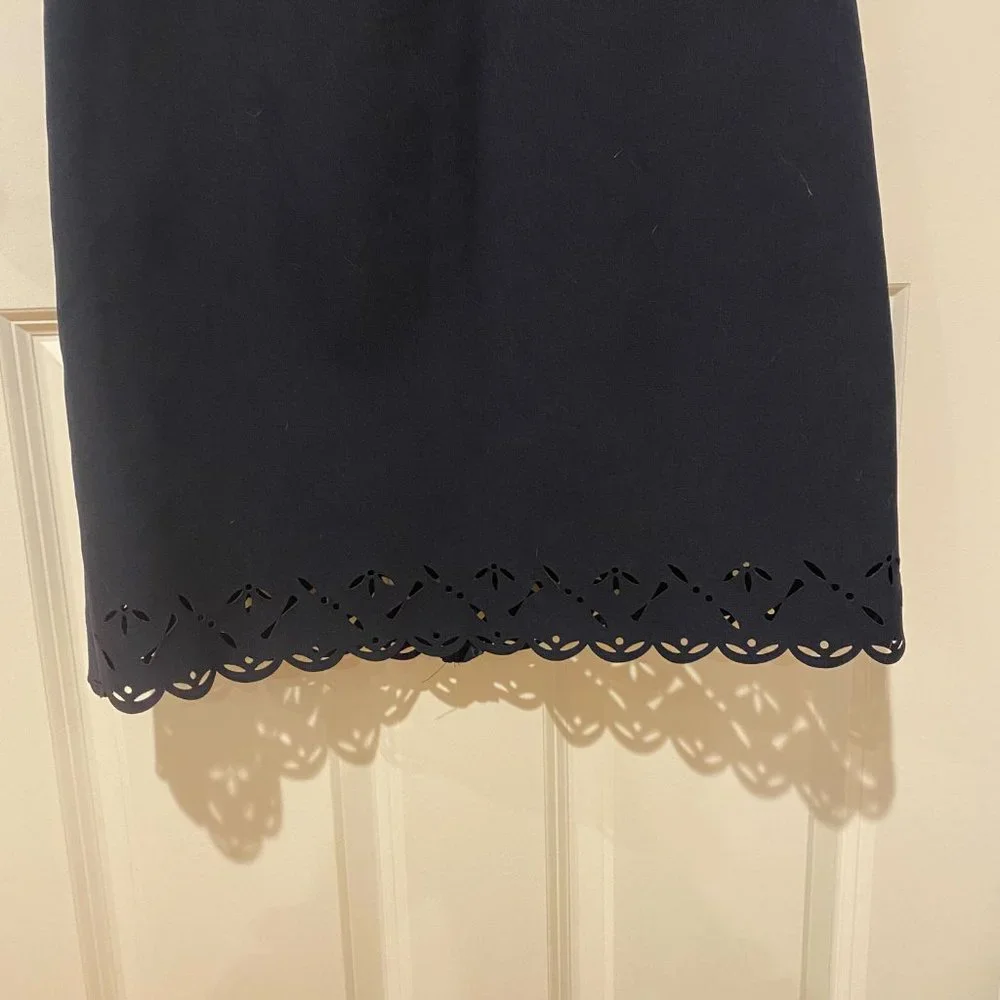 J. Crew Navy Scalloped Cutout Sleeveless Dress -‎ Size 2